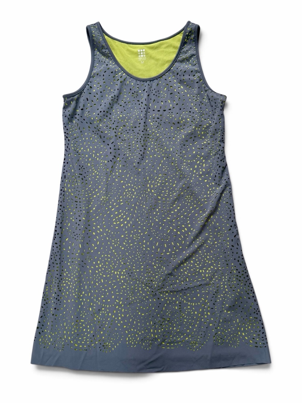 Title Nine Nimblene Laser Cut Athleisure Dress M Gray Lime Travel Gorpcore